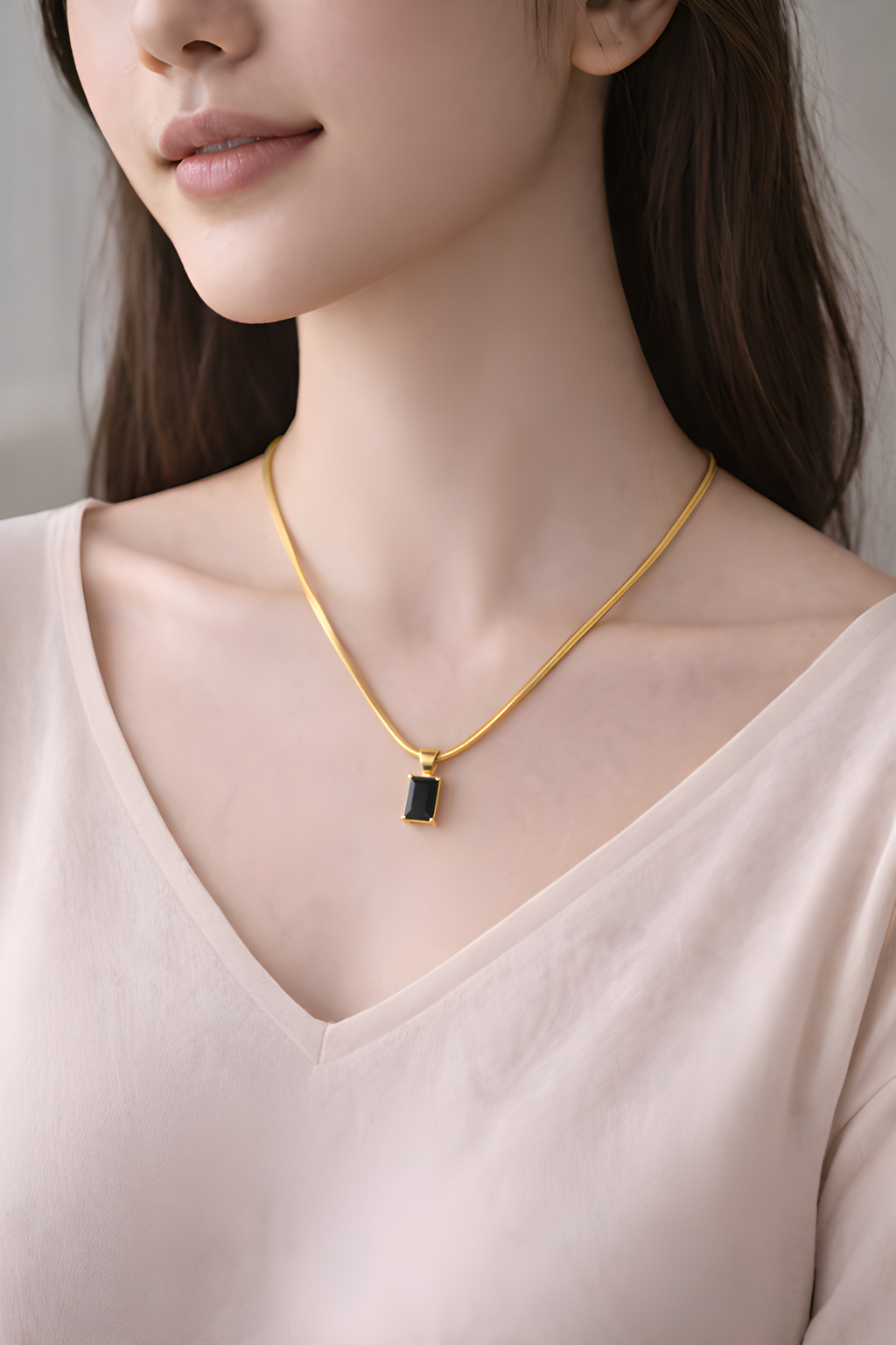 Stone Rectangle Pendant Necklace for Women | Kayahh Jewels