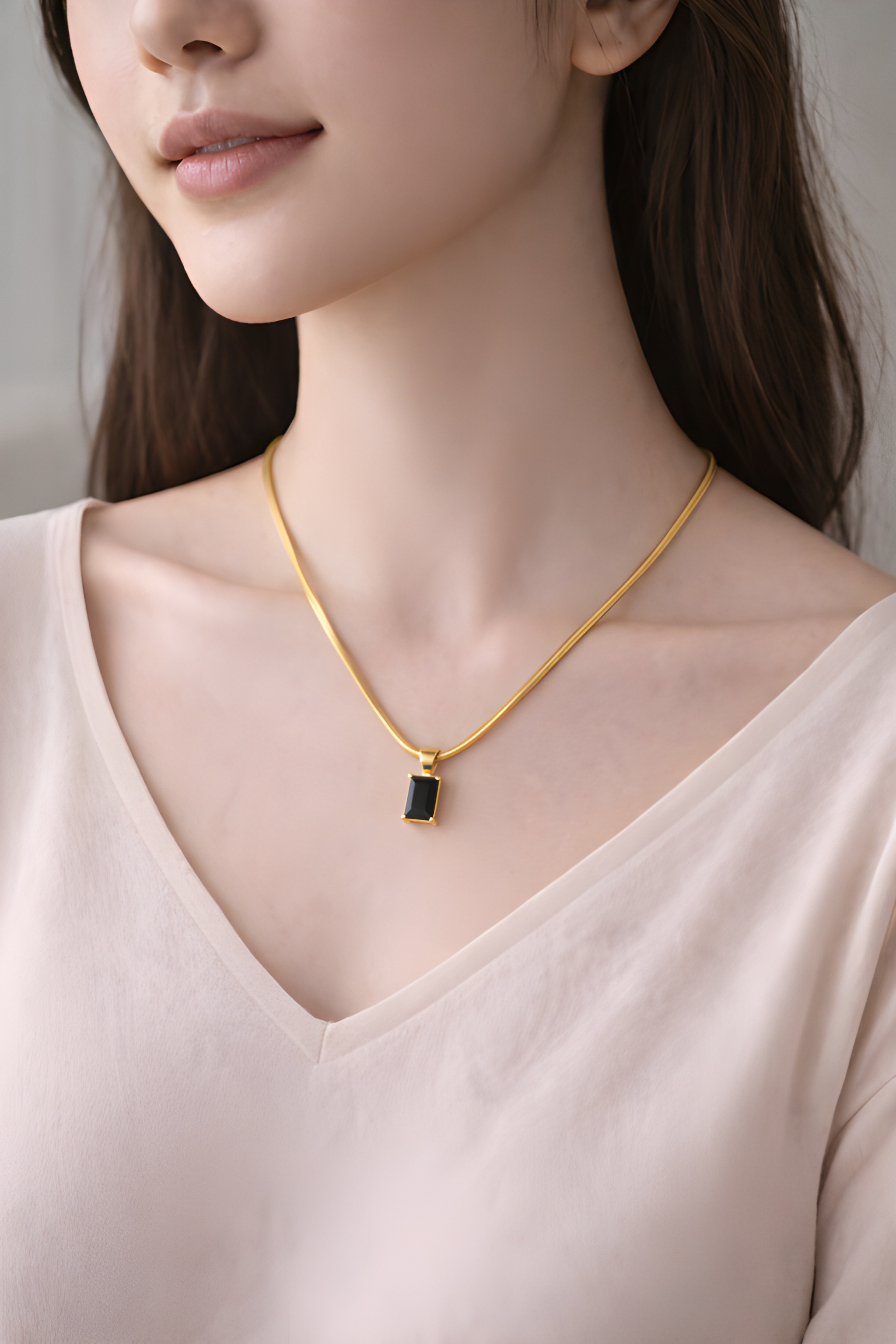 Stone Rectangle Pendant Necklace for Women | Kayahh Jewels