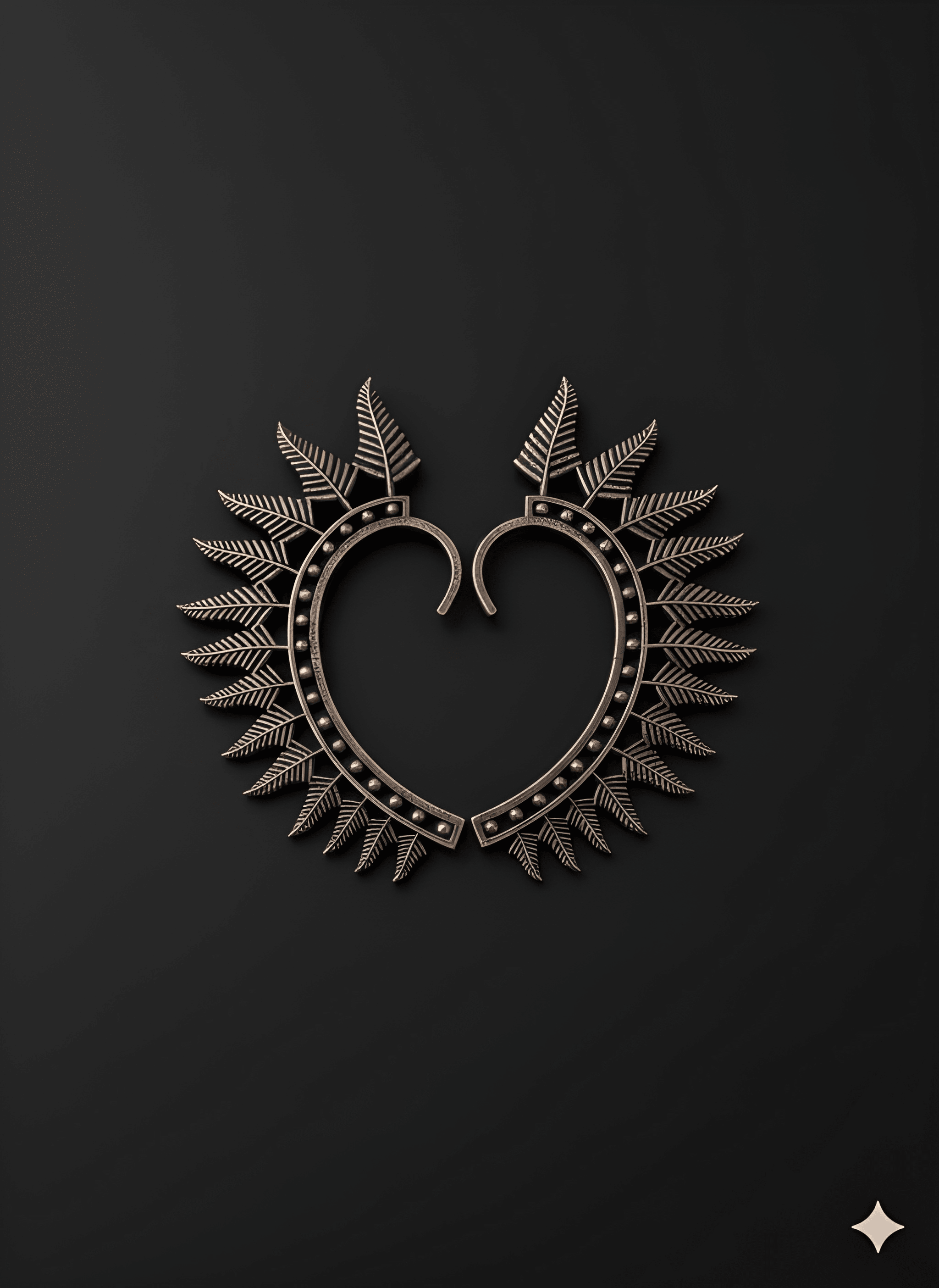 Silver toned oxidised ear cuff showcasing leaf inspired craftsmanship
