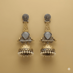 Bird motif jhumka dangler earrings with gold finish and pearl detailing

