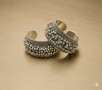 Handcrafted oxidised silver beaded cuff bracelet for women by Kayahh Jewels
