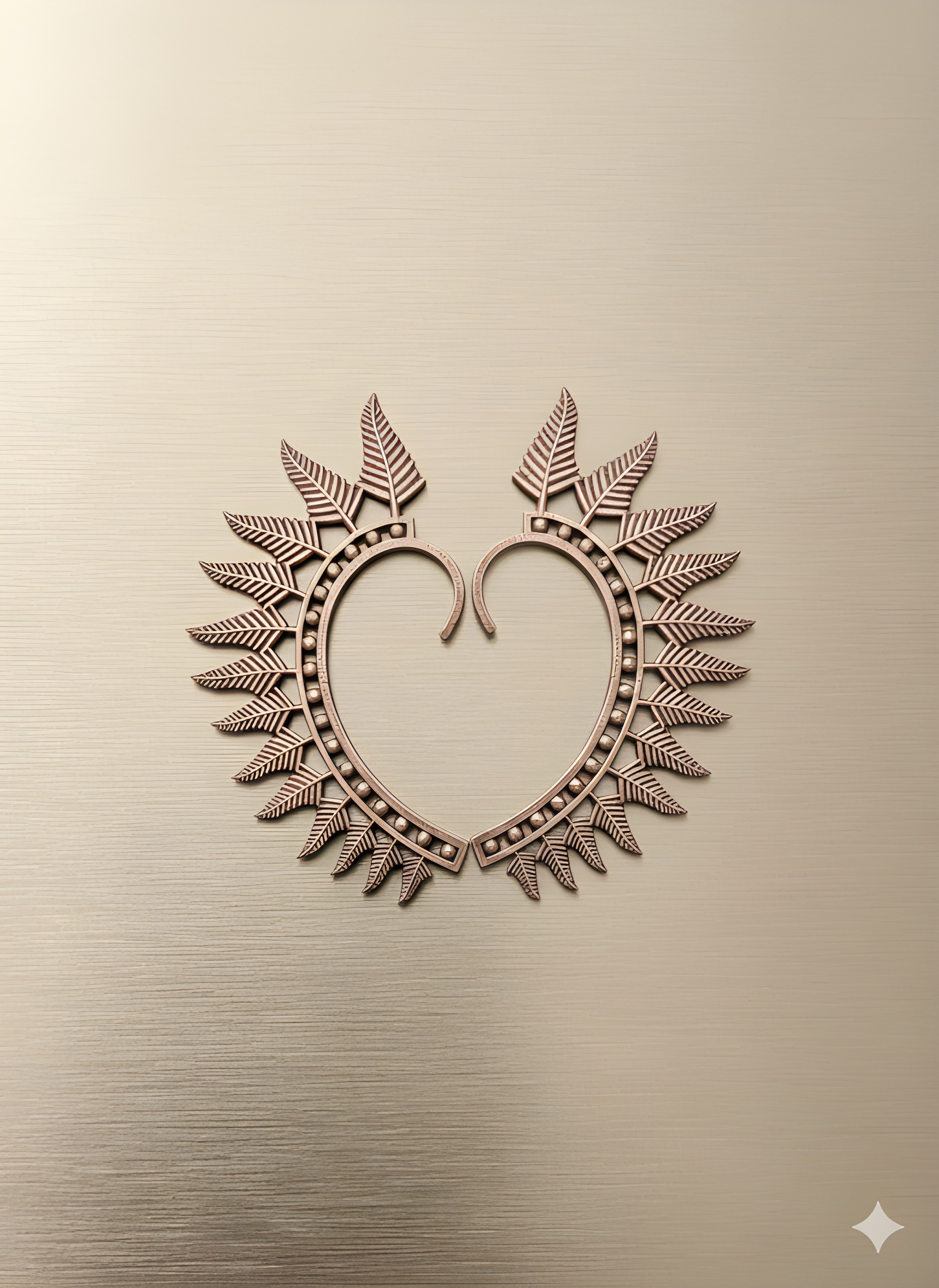 Leaf motif oxidised ear cuff with detailed handcrafted design
