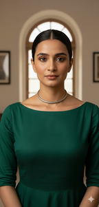Handcrafted oxidised silver hasli neckpiece worn for elegant everyday styling

